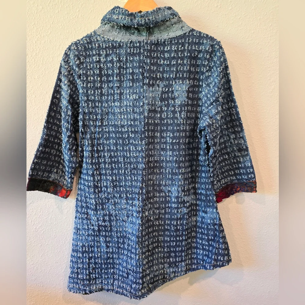 NWT Clotheahead boho denim Pullover tunic with asymmetrical hemline - Picture 2 of 5
